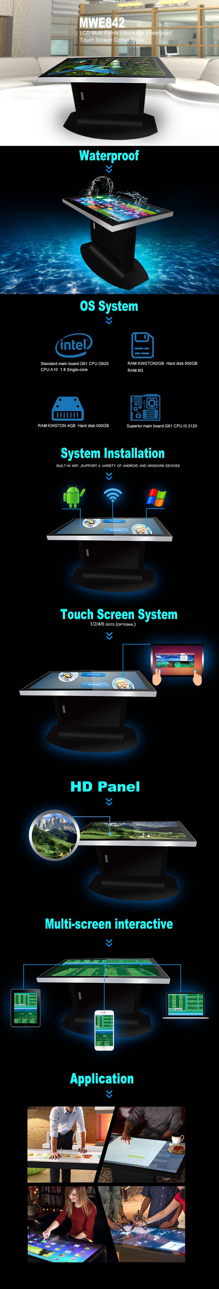 Model Number: MWE842 LCD Multi Points Interactive Waterproof Touch Screen Coffee Table
