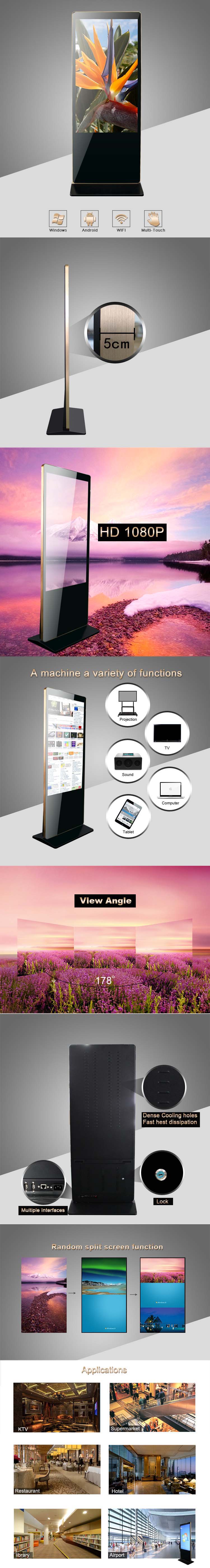 Model Number: MWE955 Ultra-thin Bezel Floor Standing LCD Advertising Player
